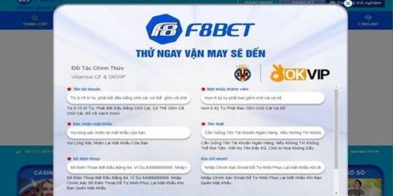 Hướng dẫn chi tiết cách đăng ký F8BET